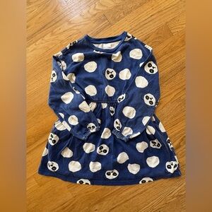 Hanna Andersson Girls Panda Print Play Dress 120 6-7 Blue Long Sleeve Cotton
